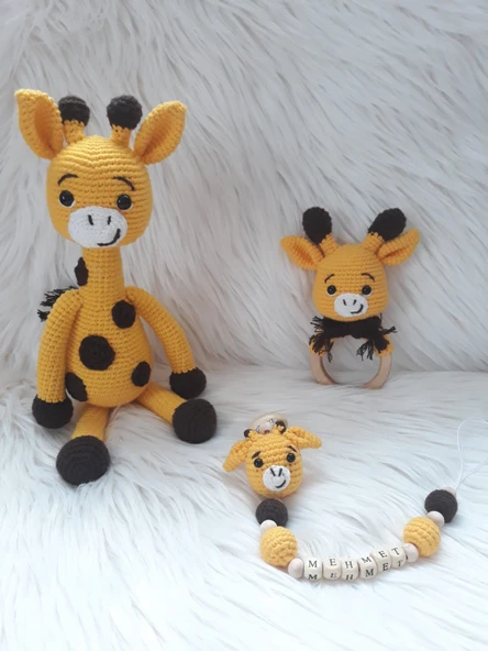 Şirin Zürafa Yeni Doğan Takımı Amigurumi Organik Oyuncak ürün görseli 1