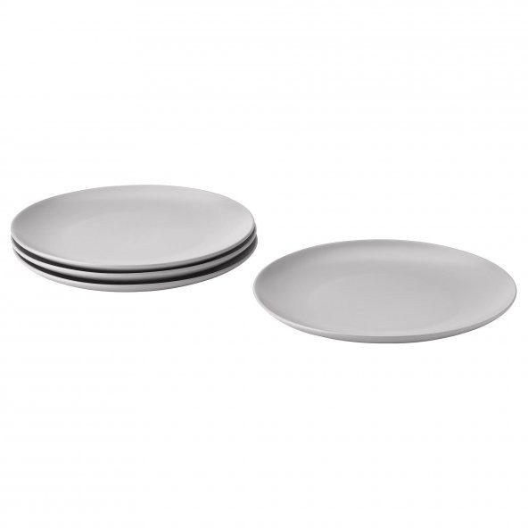 4 Adet Tabak Seti Mat Açık Gri Renk 26 cm, 4 Adet, Stoneware Yuvarlak Servis Tabak Seti ürün görseli 1