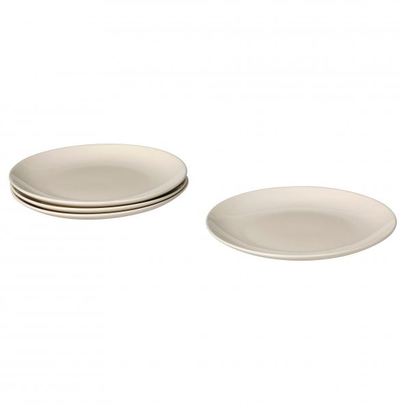 4 Adet Tabak Seti Parlak Bej Renk 26 cm, 4 Adet, Stoneware Yuvarlak Tabak Seti ürün görseli 1