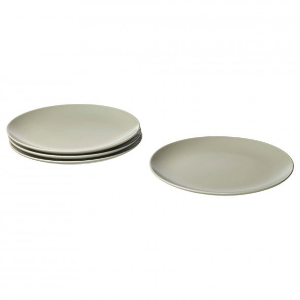 4 Adet Tabak Seti Mat Açık Yeşil Renk 26 cm, 4 Adet, Stoneware Yuvarlak Tabak Seti ürün görseli 1
