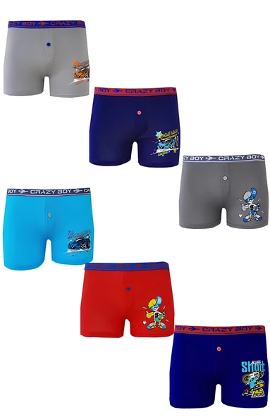 Dode Flora Tutku 0253 Erkek Çocuk Karışık Desenli Ekonomik 6 lı Paçalı Boxer ürün görseli 1