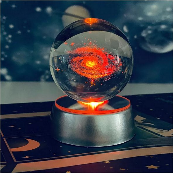 Samanyolu Galaxy Işıklı Cam Küre Pilli Büyük Boy 6 Cm Ve 8 Değişen Renk ürün görseli 1