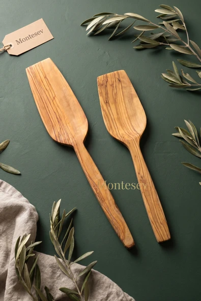 Zeytin Ağacı Ahşap Tahta Kaşık Spatula Seti 2 Parça ( ZEYTİN AĞACI ) Ağaç Kaşık ürün görseli 1