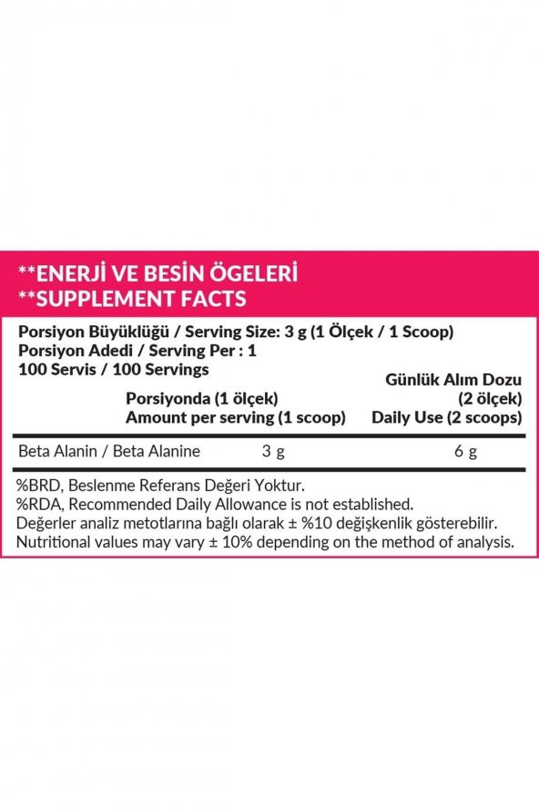 Beta Alanine Powder 300 Gr Aromasız - Resim 3