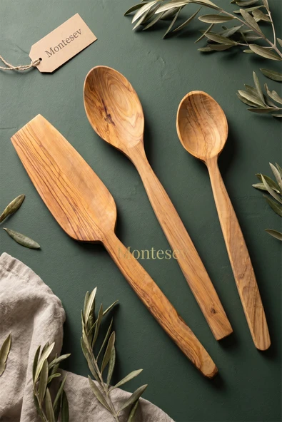 Zeytin Ağacı Ahşap Tahta Kaşık Spatula Seti ( ZEYTİN AĞACI ) Ağaç Kaşık ürün görseli 1