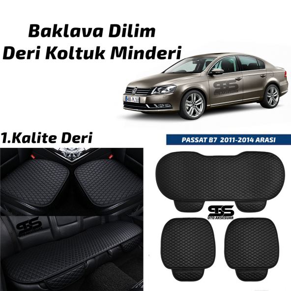 Volkswagen Passat B7 2011-2014 Arası Siyah Deri Oto Koltuk Minderi ürün görseli 1