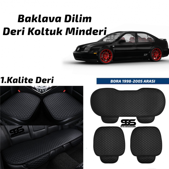 Volkswagen Bora 1998-2005 Arası Siyah Deri Oto Koltuk Minderi ürün görseli 1