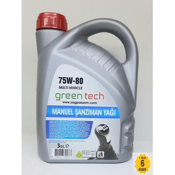 Greentech 75W-80 MANUEL ŞANZIMAN YAĞI 3 LİTRE 1 KOLİ 6 ADET ürün görseli 1