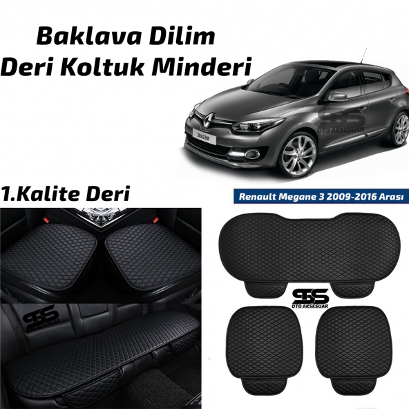 Renault Megane 3 2009-2016 Arası Siyah Deri Oto Koltuk Minderi ürün görseli 1