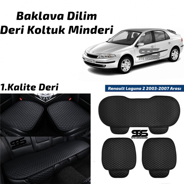 Renault Laguna 2 2003-2007 Sonrası Siyah Deri Oto Koltuk Minderi ürün görseli 1