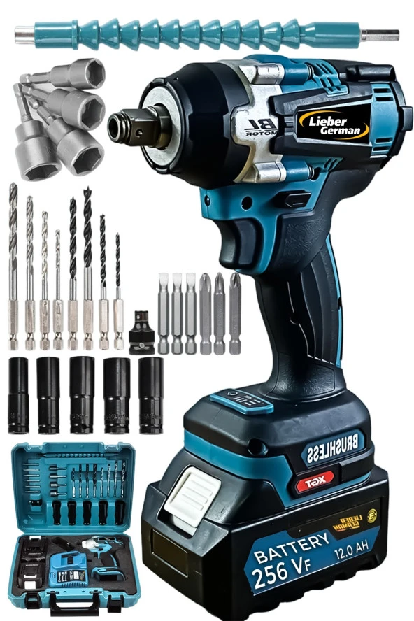 Lieber German İX 21V  Kömürsüz Motor 650 Nm 30 Pcs Setli 2 Akülü Somun Sökme Sıkma Makinesi ürün görseli 1