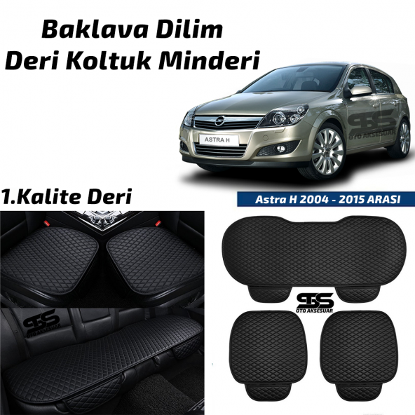 Opel Astra H 2004-2015 Arası Siyah Deri Oto Koltuk Minderi ürün görseli 1