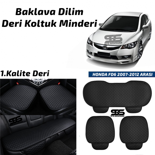 HONDA FD6 2007-2012 Arası Siyah Deri Oto Koltuk Minderi ürün görseli 1