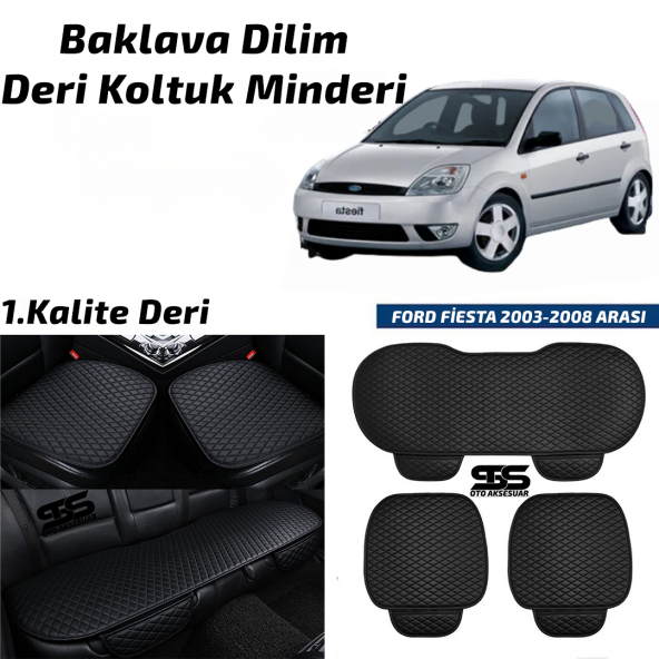 Ford Fiesta 2003-2008 Arası Siyah Deri Oto Koltuk Minderi ürün görseli 1