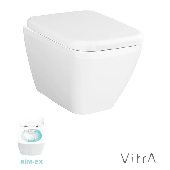 VitrA İntegra Square Kare Rimex Kanalsız Asma Klozet+VitrA Yavaş Kapak (7082L003-0090) ürün görseli 1