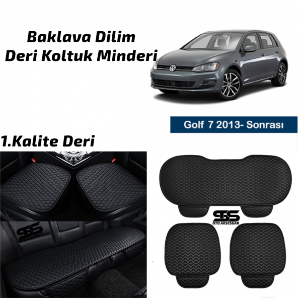 Volkswagen Golf 7 2013 Sonrası Siyah Deri Oto Koltuk Minderi ürün görseli 1