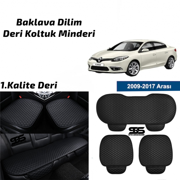 Renault Fluence 2009-2017 Siyah Deri Oto Koltuk Minderi ürün görseli 1