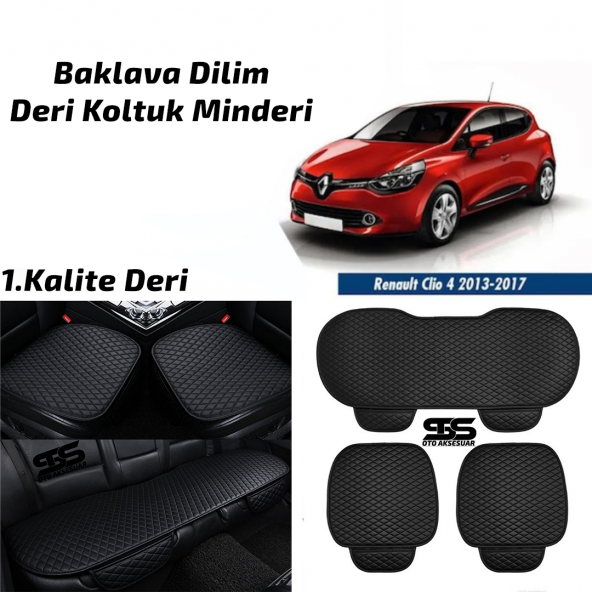Renault Clio 4 2013-2017 Siyah Deri Oto Koltuk Minderi ürün görseli 1