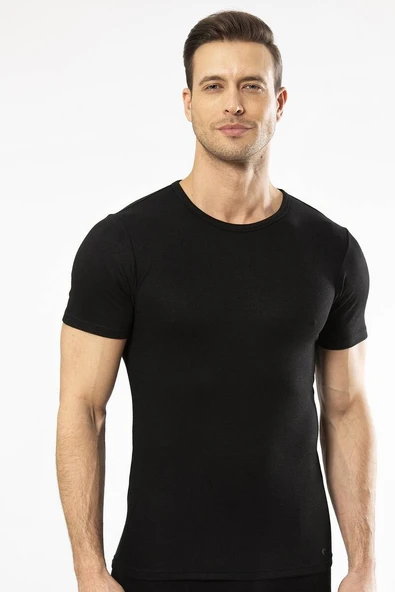 Cacharel - Termal kısa kol bisiklet yaka Siyah T-Shirt ürün görseli 1