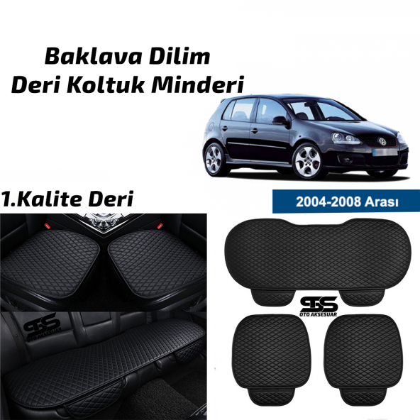 Volkswagen Golf 5 2004-2008 Siyah Deri Oto Koltuk Minderi ürün görseli 1