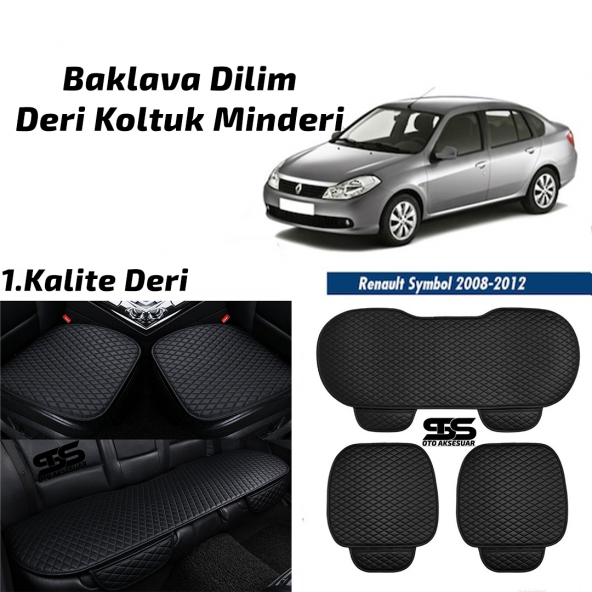 Renault Symbol Thalia 2008-2012Siyah Deri Oto Koltuk Minderi ürün görseli 1