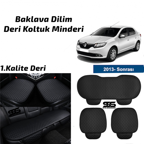 Renault Symbol 2013 Sonrası Siyah Deri Oto Koltuk Minderi ürün görseli 1