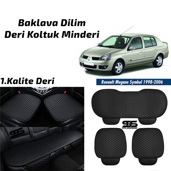 Renault Clio 2 1998-2006  Siyah Deri Oto Koltuk Minderi ürün görseli 1