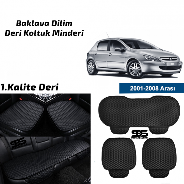 Peugeot 307 2001-2008 Siyah Deri Oto Koltuk Minderi ürün görseli 1