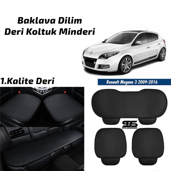 Renault Megane 2009-2016 Siyah Deri Oto Koltuk Minderi ürün görseli 1