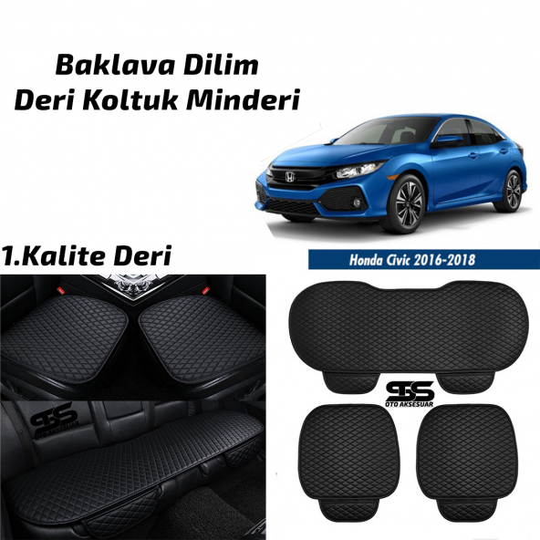 Honda Civic Fc5 2016-2020 Siyah Deri Oto Koltuk Minderi ürün görseli 1
