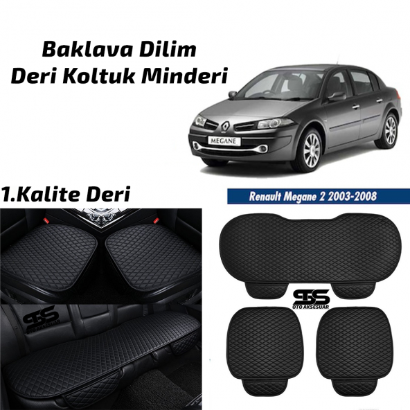 Renault Megane 2 2003-2008 Siyah Deri Oto Koltuk Minderi ürün görseli 1