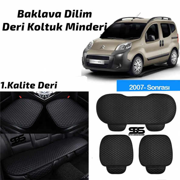 Citroen Nemo 2007 Sonrası Siyah Deri Oto Koltuk Minderi ürün görseli 1