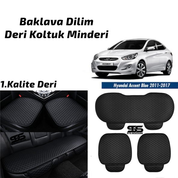 Hyundai Accent Blue 2011 - 2017 Siyah Deri Oto Koltuk Minderi ürün görseli 1