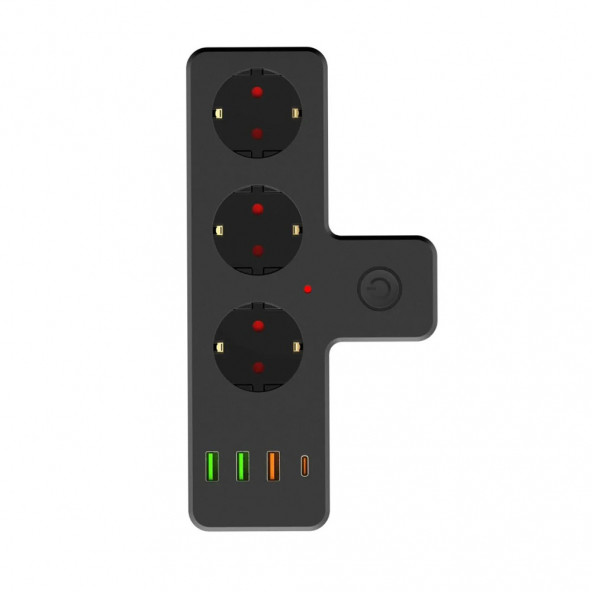 Zuidid FTR-12 3lü Termal Akım Korumalı Priz 3 USB  1 Type-C 20W PD Giriş ürün görseli 1