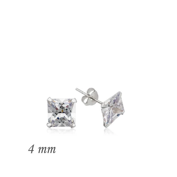 Gümüş Kare Tek Taş Zirkon Küpe - 4 mm SL2223 ürün görseli 1