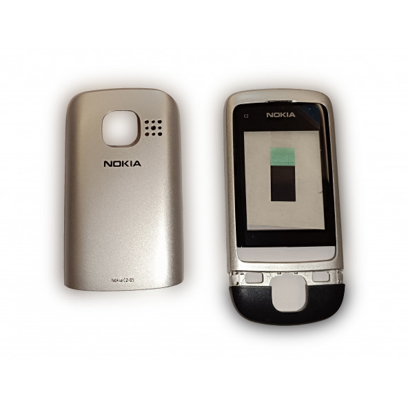 Nokia C2-05 Kapak Nokia C2-05 uyumlu Siyah Gri ön Kapak Arka Kapak Tuş Takımı ürün görseli 1