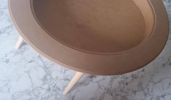 Hobi Adn 90186 Ahşap Kayın MDF HAM Sehpa Rölyef Oval Ayak Ölçüyu Değiştirilebilir ürün görseli 1