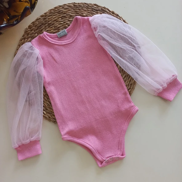MARS BABY Kız Bebek Pembe Tüllü Çıtçıtlı Özel Gün Badi ürün görseli 1