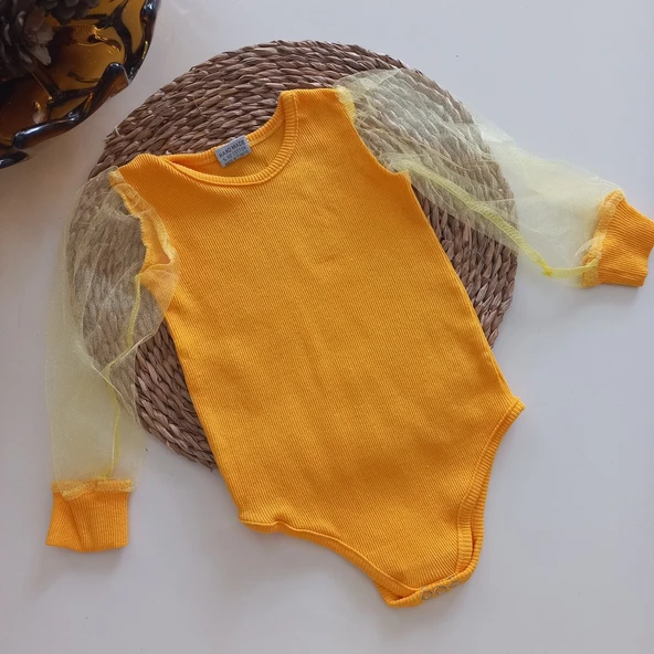 MARS BABY Kız Bebek Sarı Tüllü Çıtçıtlı Özel Gün Badi ürün görseli 1