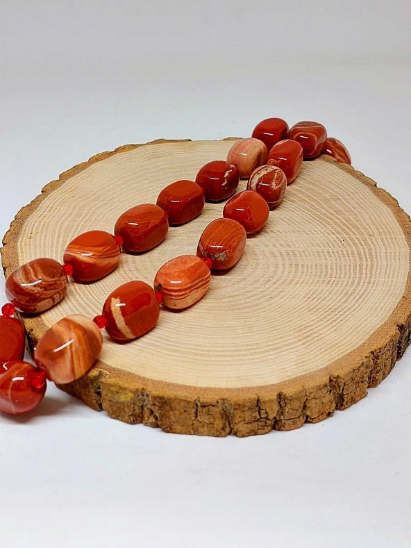 Jasper Taşı Şekilli YARIM Dizi (39825) (18 cm Uzunluğundadır) ürün görseli 1