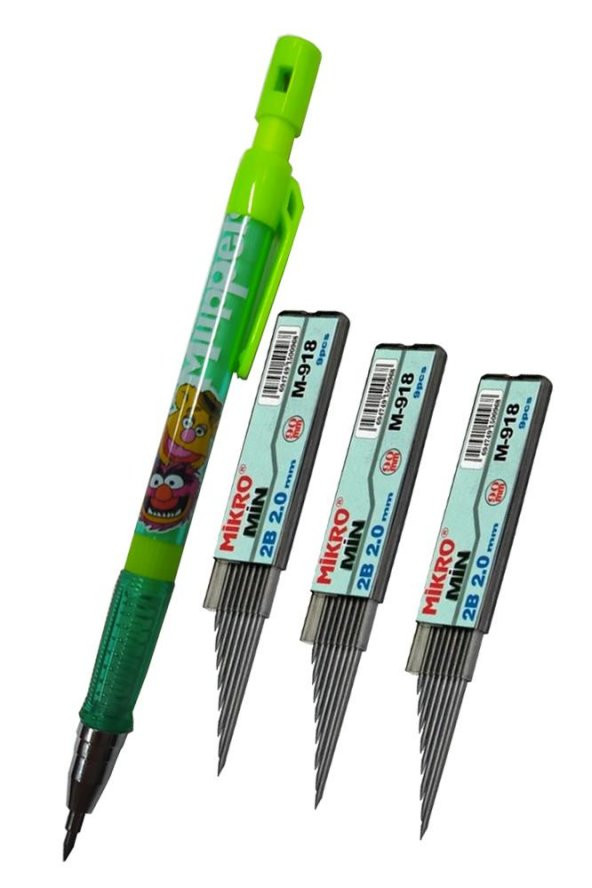 2.0 Mm Kalın Uçlu Versatil Kalem Yeşil Renk 1 Adet ve 2.0 Mm Kalın Uç Siyah 3 Adet Kalın Uçlu Mekanik Kalem ürün görseli 1