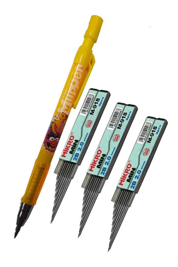 2.0 Mm Kalın Uçlu Versatil Kalem Sarı Renk 1 Adet ve 2.0 Mm Kalın Uç Siyah 3 Adet Kalın Uçlu Mekanik Kalem ürün görseli 1