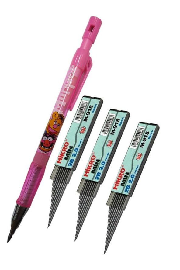 2.0 Mm Kalın Uçlu Versatil Kalem Pembe Renk 1 Adet ve 2.0 Mm Kalın Uç Siyah 3 Adet Kalın Uçlu Mekanik Kalem ürün görseli 1