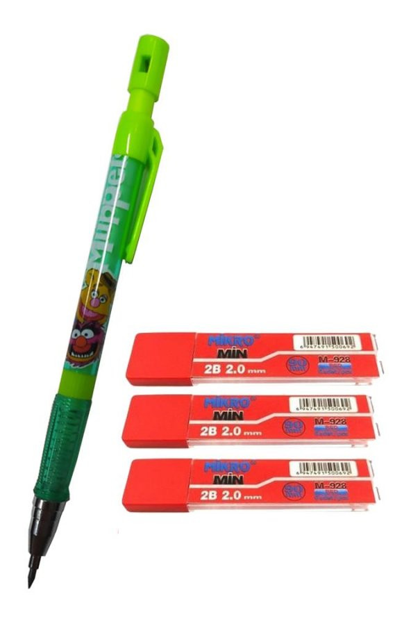 2.0 Mm Kalın Uçlu Versatil Kalem Yeşil Renk 1 Adet ve 2.0 Mm Kalın Uç Kırmızı 3 Adet Kalın Uçlu Mekanik Kalem ürün görseli 1