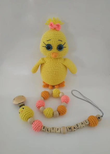 Sarı Civciv Takım Seti Amigurumi Organik Oyuncak ürün görseli 1