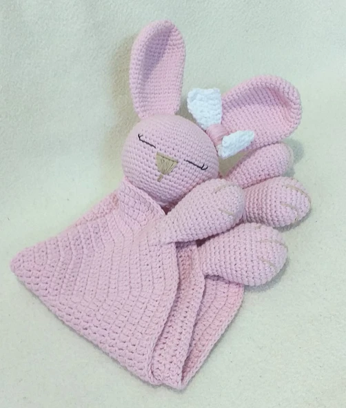 Şirin Uykucu Tavşan Uyku Arkadaşı Amigurumi Organik Oyuncak ürün görseli 1