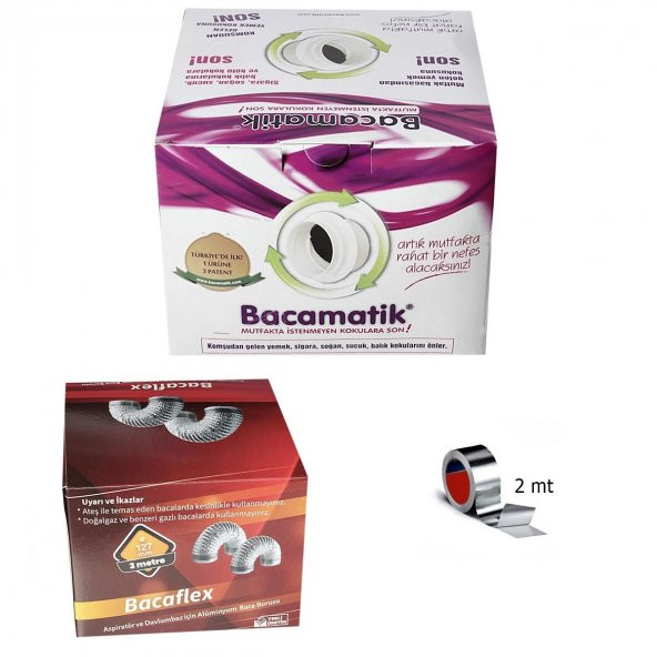 Bacamatik Baca Klapesi Folyo Bant ve Aspiratör Borusu 3 mt Set ürün görseli 1