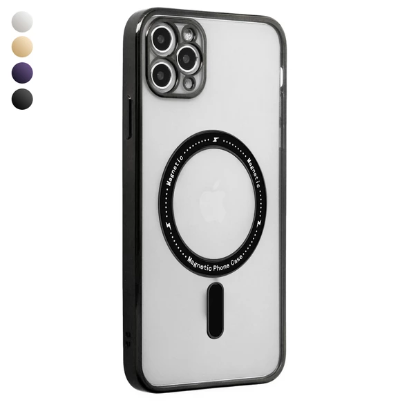 iPhone 11 Pro Max Kılıf Magsafe Özellikli Gold Seri Lazer Silikon Kapak ürün görseli 1