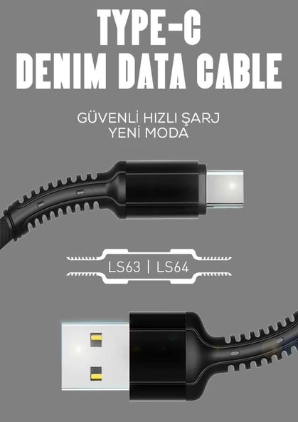 Zore LS63 100CM Hasir Type-C Usb Kablo - Resim 8