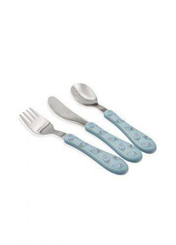 The Mia Bebek Çatal Kaşık Bıçak Takımı Rocket 3 Parça CKB0218 ürün görseli 1
